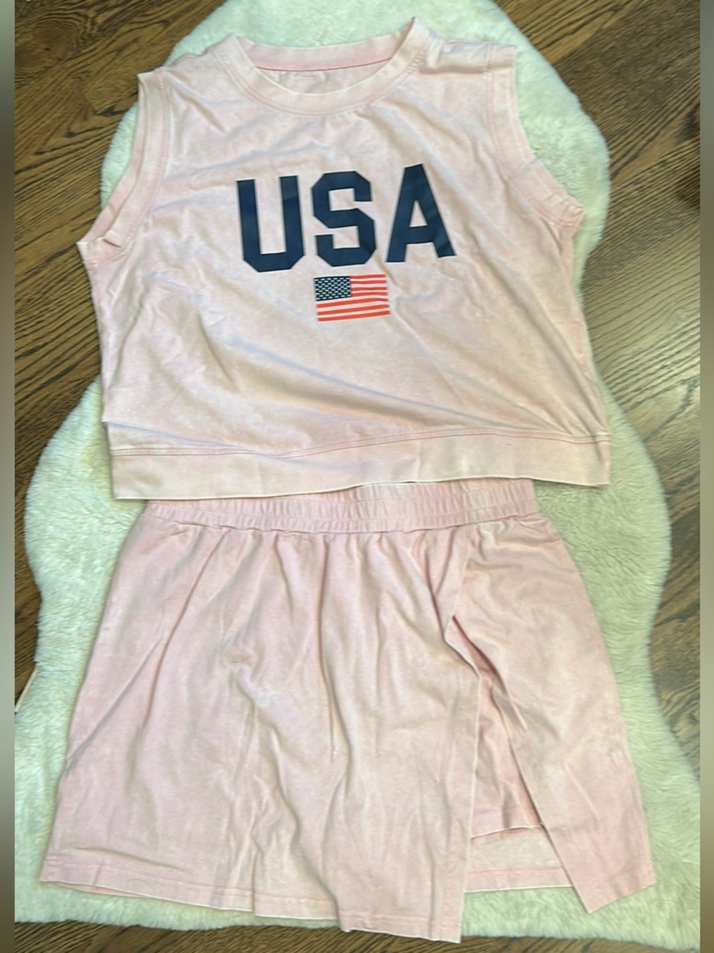 NWT Pink USA Tank and Skort Set